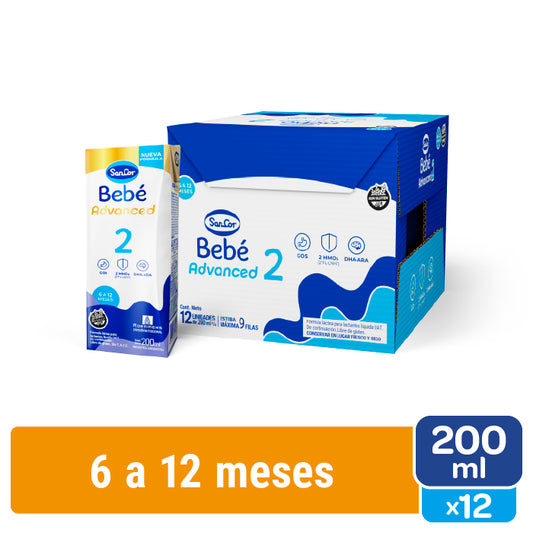 SanCor Bebé 2 Advanced - 200 Ml x 12 Unidades - Nueva fórmula