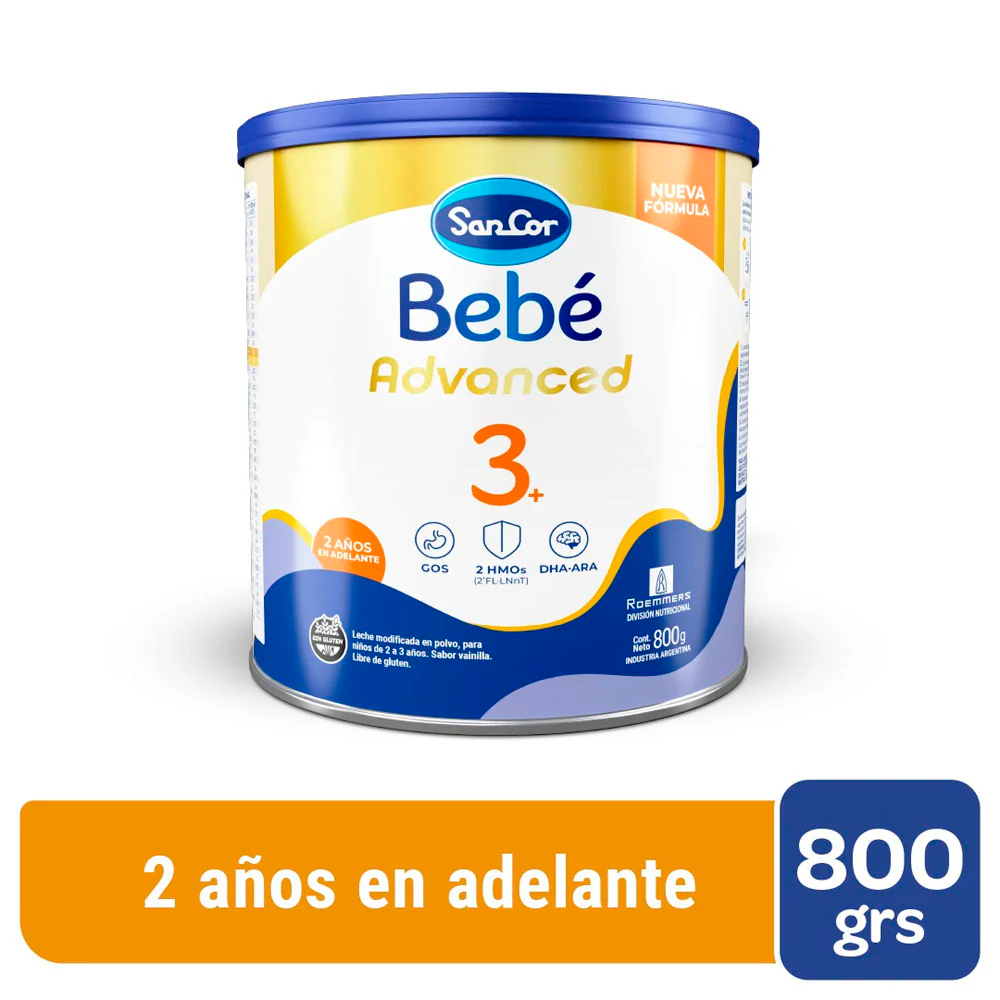 SanCor Bebe 3+ Advanced Lata x 800g - Nueva Fórmula