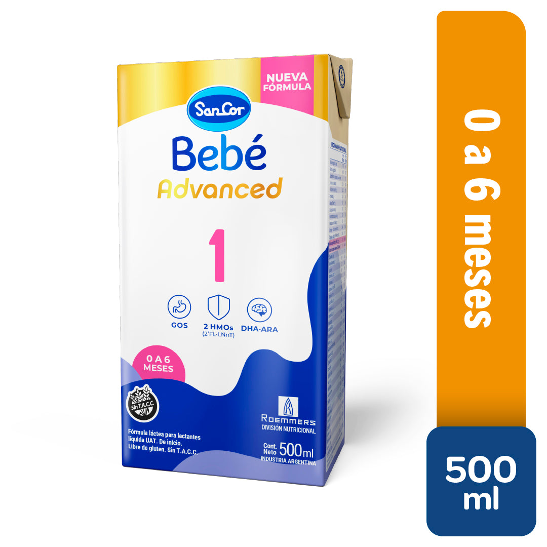 Sancor Bebé 1 Advanced - 500 Ml x 12 Unidades - Nueva Fórmula
