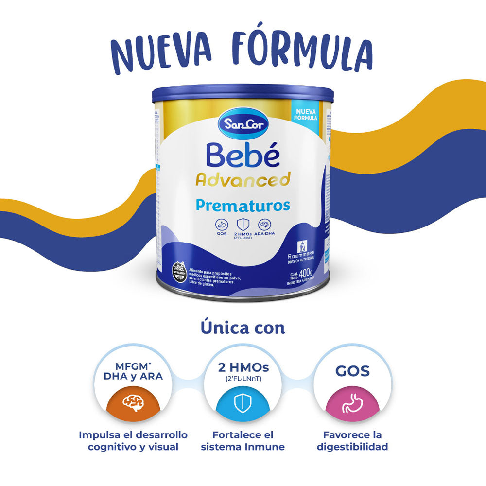 SanCor Bebé Advanced Prematuros - Lata x 400g - Nueva fórmula