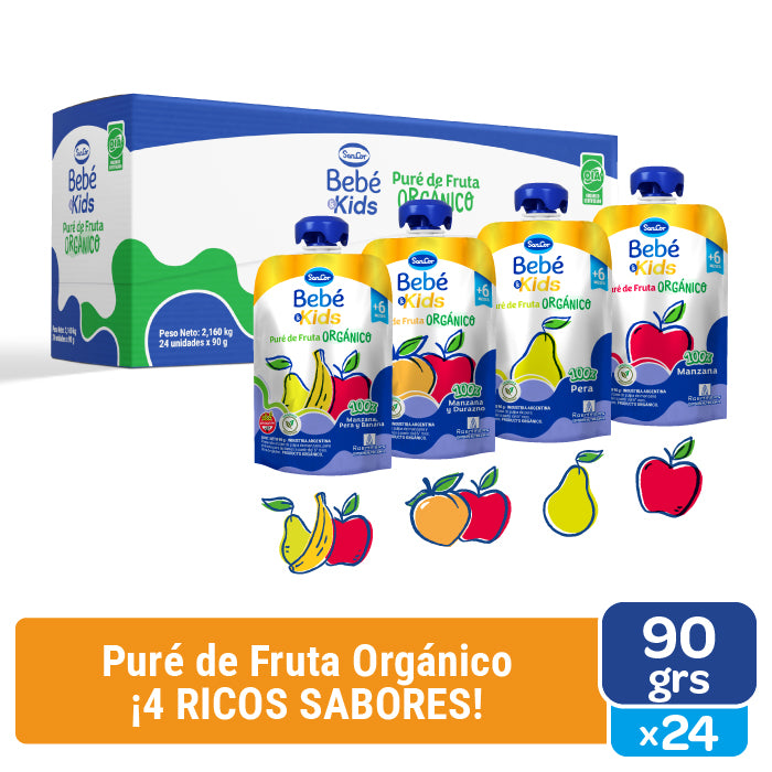 Sancor Bebé Orgánico Puré Surtido Pouch 90G Caja X24