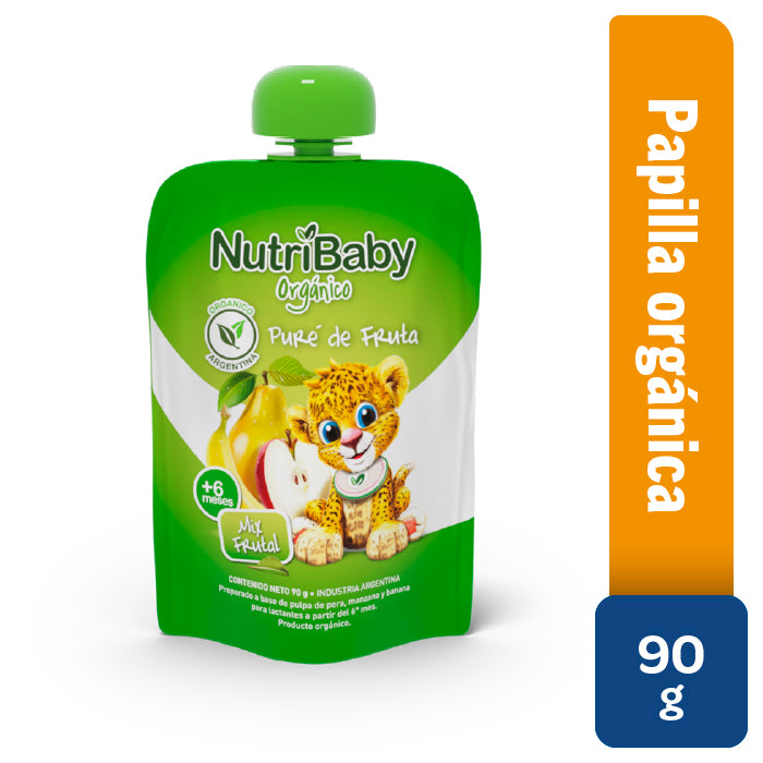 Nutribaby Orgánico Puré Mix Frutas Pouch x 90 Grs x 6 Unid.