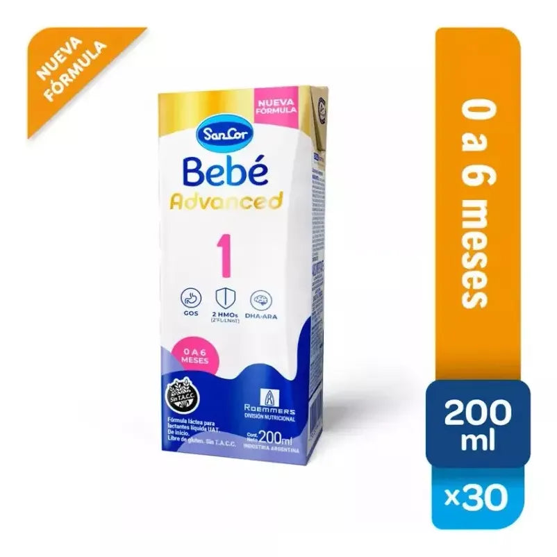 SanCor Bebé 1 Advanced - 200ml x 30 Unidades - Nueva Fórmula