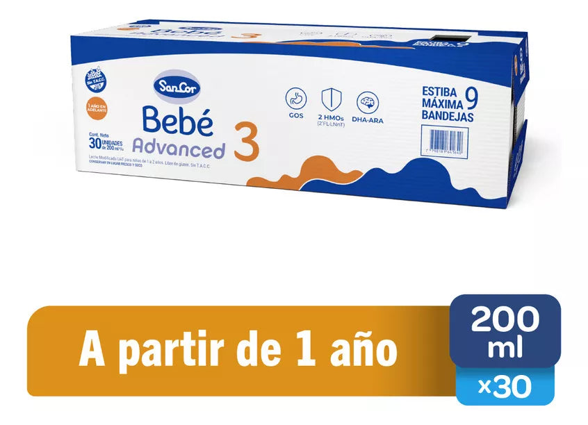 SanCor Bebé 3 Advanced - 200 Ml x 30 Unidades - Nueva Fórmula