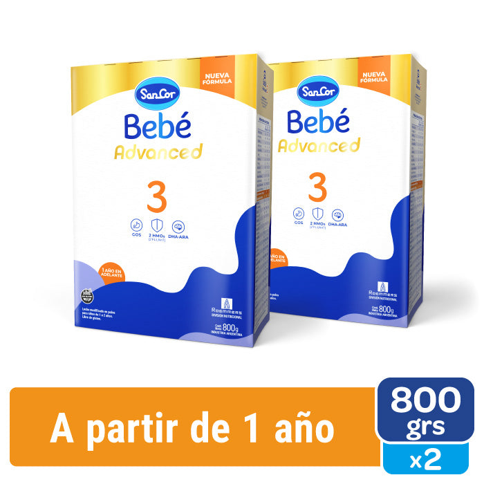 SanCor Bebé 3 Advanced Estuche 800g Kit x2 Unidades