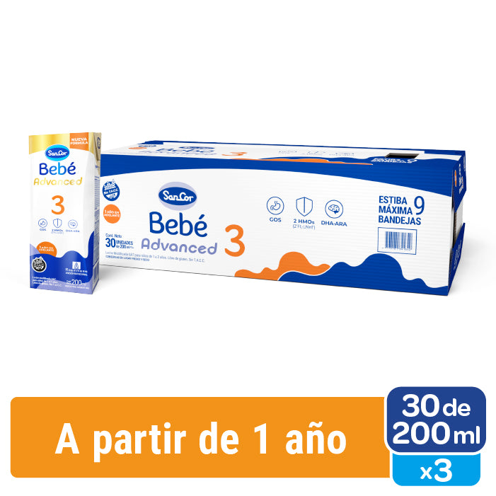SanCor Bebé 3 Advanced - 200ml x90 Unidades - Nueva Fórmula