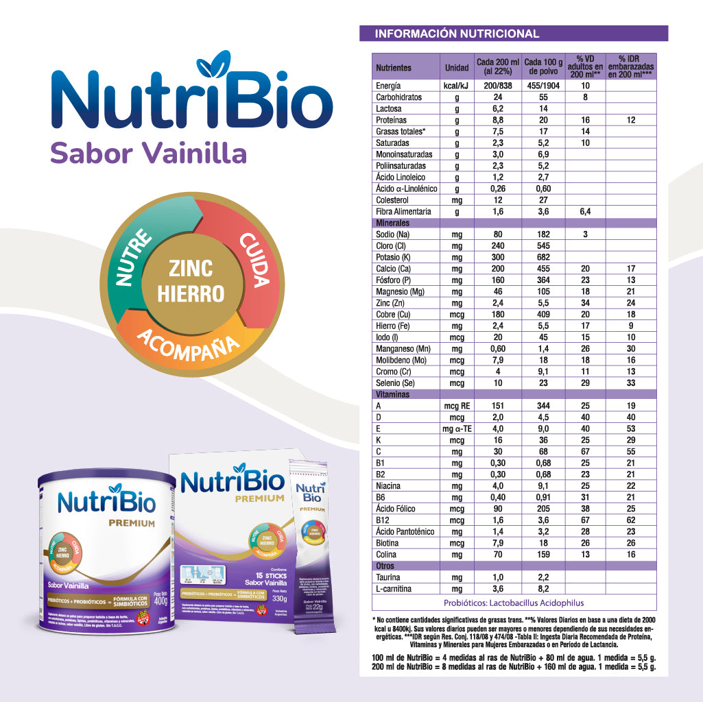 Nutribio Sabor Vainilla lata x 400 grs. #130001116BA