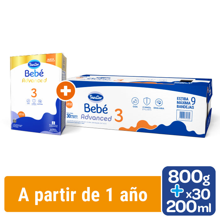 Sancor Bebé 3 Estuche 800 Gr + 30 Unidades 200ml Etapa 3