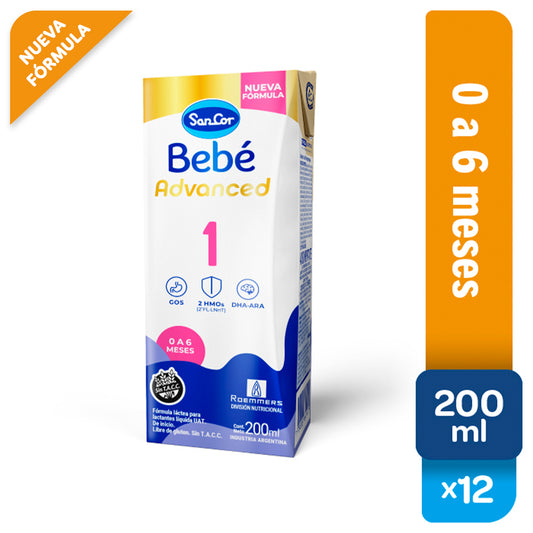 SanCor Bebé 1 Advanced - 200 Ml x 12 Unidades - Nueva fórmula