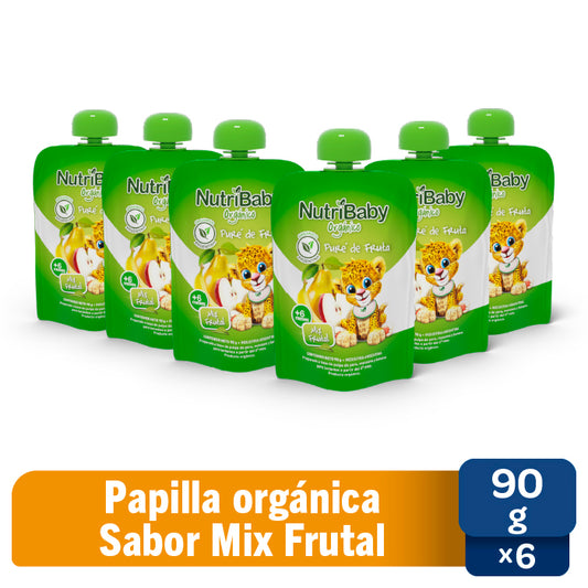 Nutribaby Orgánico Puré Mix Frutas Pouch x 90 Grs x 6 Unid.