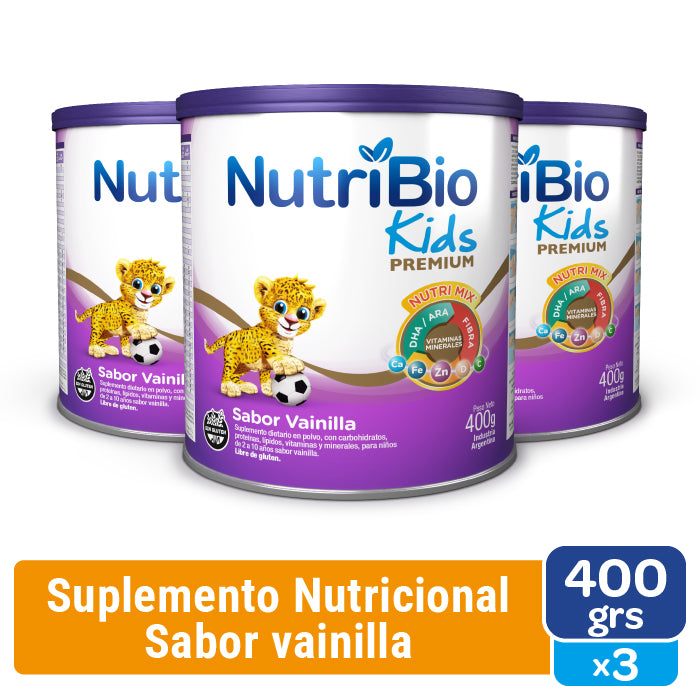Nutribio Kids Sabor Vainilla - Lata x 400 Grs x 3 Unidades
