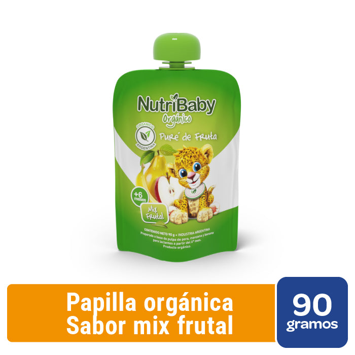 Nutribaby Orgánico Puré Mix Frutas Pouch x 90 Grs x 24 Un