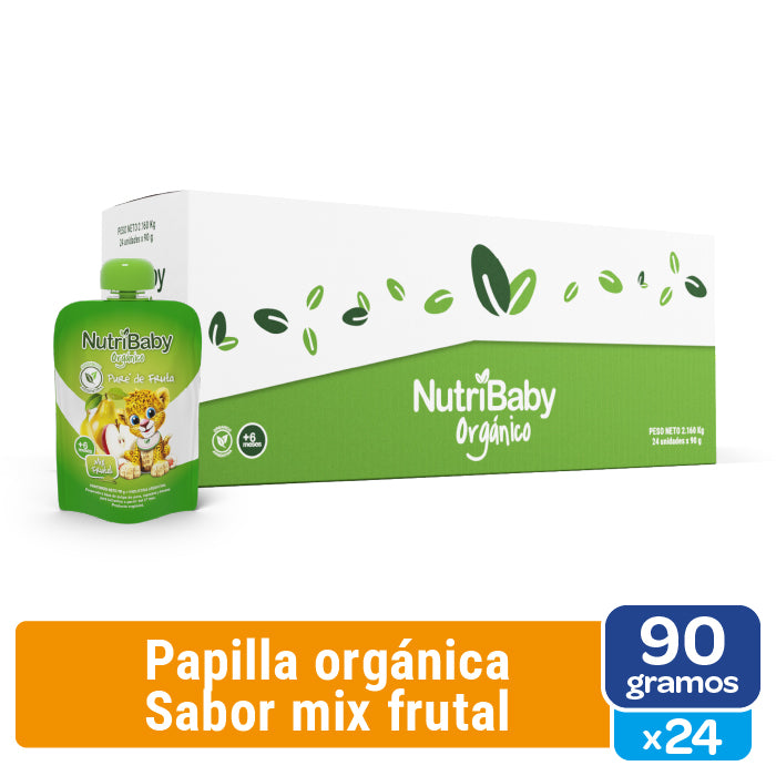 Nutribaby Orgánico Puré Mix Frutas Pouch x 90 Grs x 24 Un