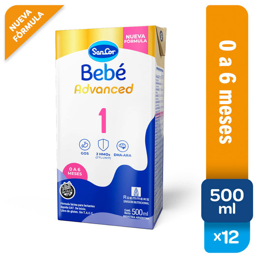 Sancor Bebé 1 Advanced - 500 Ml x 12 Unidades - Nueva Fórmula