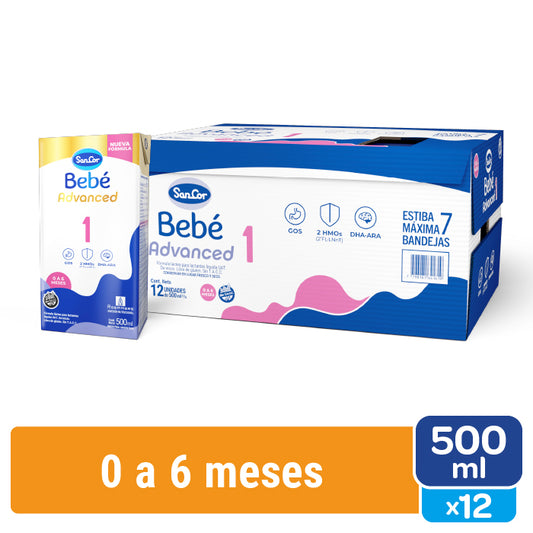 Sancor Bebé 1 Advanced - 500 Ml x 12 Unidades - Nueva Fórmula