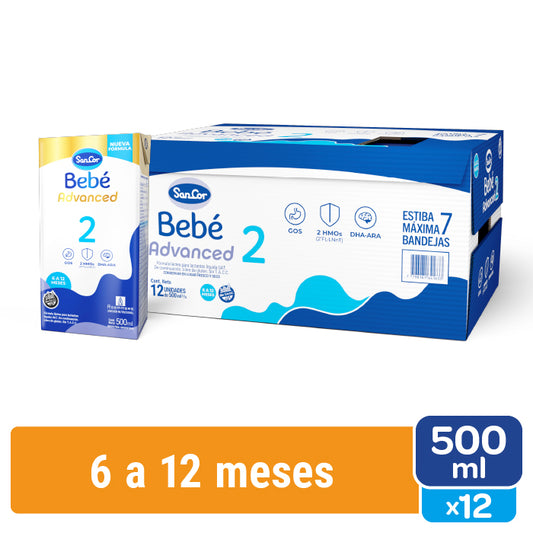 SanCor Bebé 2 Advanced - 500 Ml x 12 Unidades - Nueva Fórmula