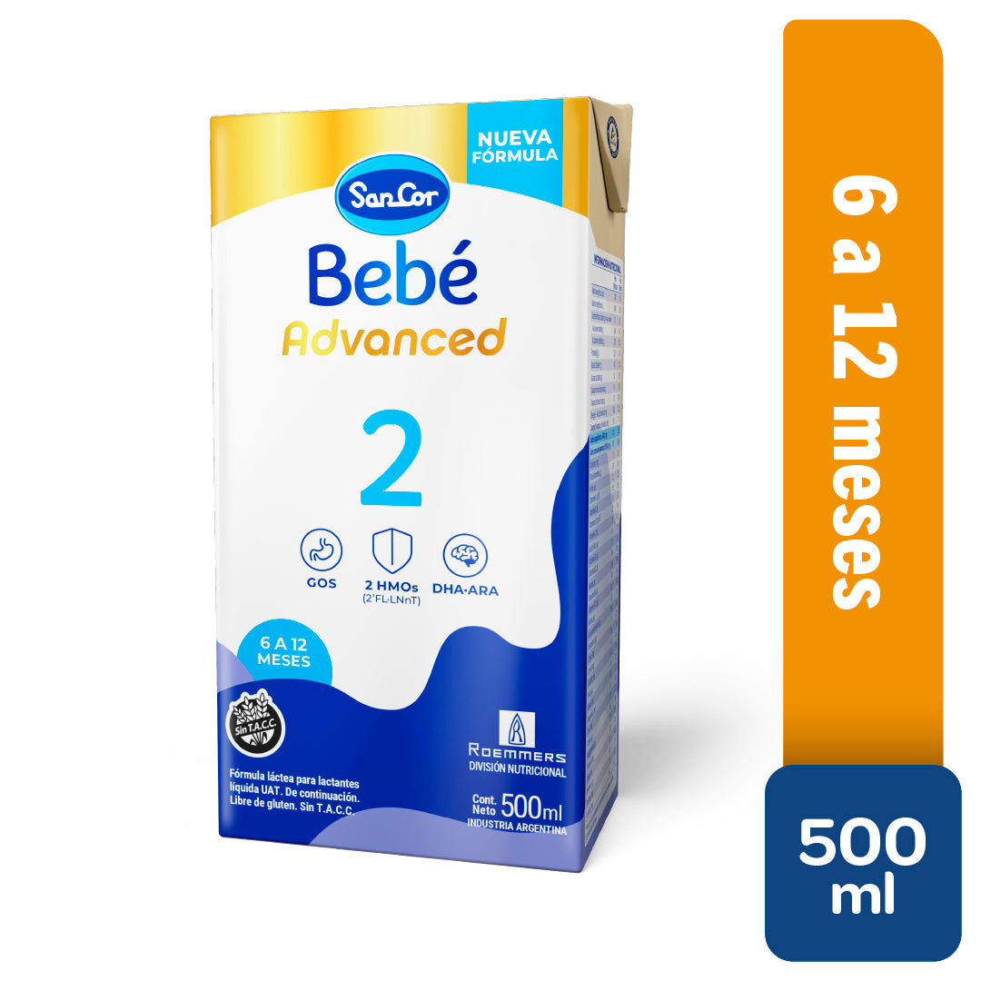 SanCor Bebé 2 Advanced - 500 Ml x 12 Unidades - Nueva Fórmula