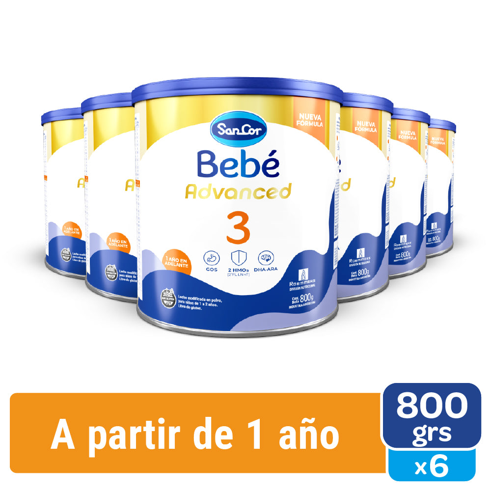 SanCor Bebé Advanced 3 Lata 800grs Kit x6 Unidades