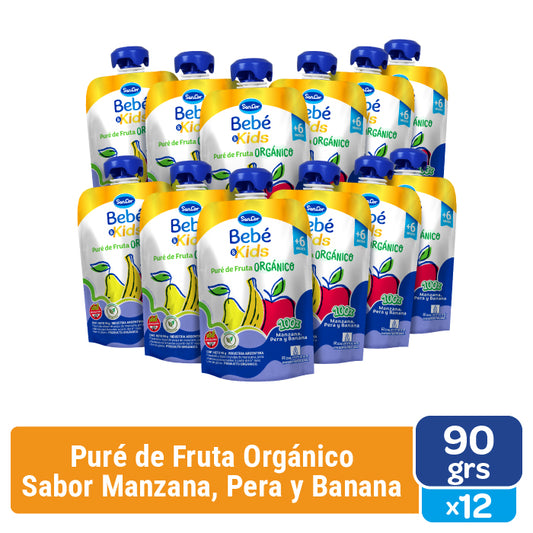Sancor Bebé & Kids Orgánico Puré Mix Frutal Pouch 90g x 12 Unid.