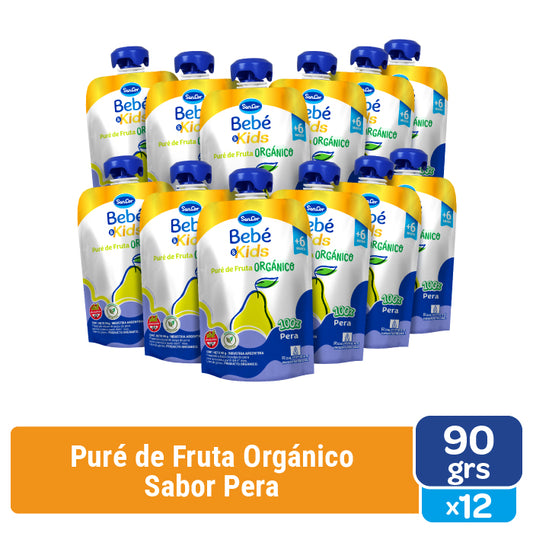 Sancor Bebé & Kids Orgánico Puré Pera Pouch 90G x 12 Unid.