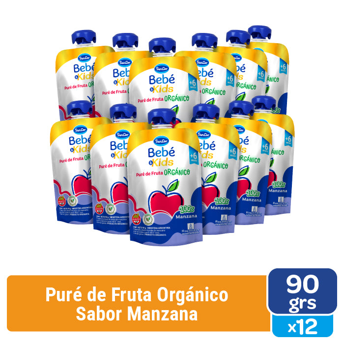 Sancor Bebé & Kids Orgánico Puré Manzana Pouch 90G x 12 Unid.