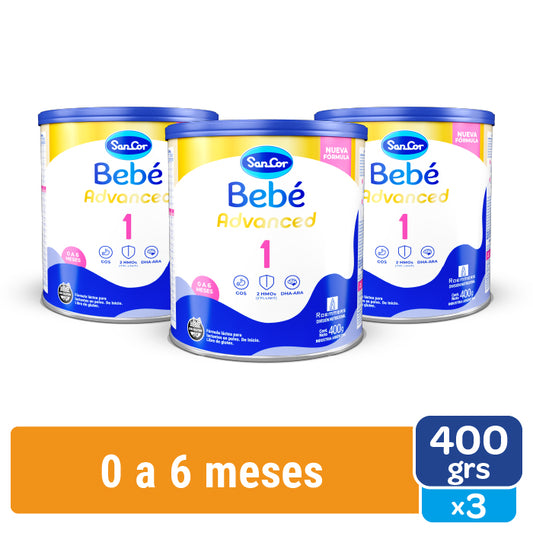 SanCor Bebé 1 Advanced - Lata x 400gr x 3 Unidades