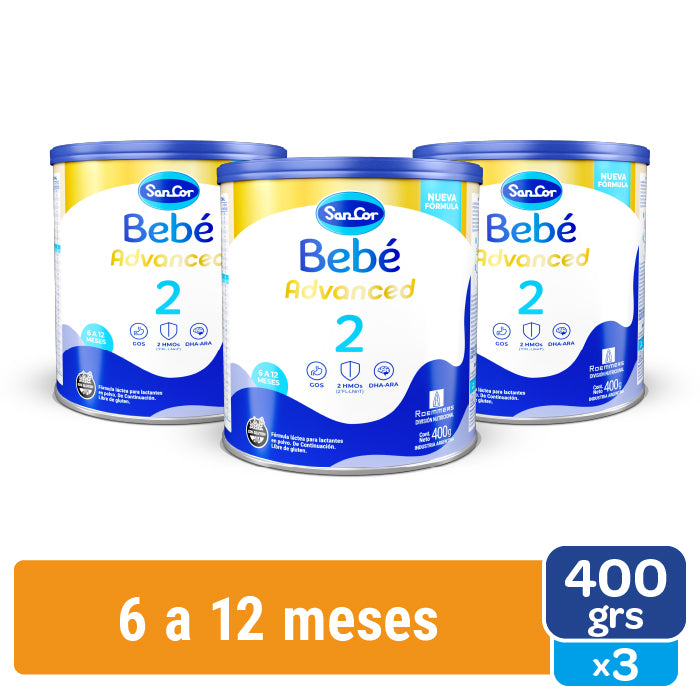 SanCor Bebé 2 Advanced - Lata x 400gr x 3 Unidades