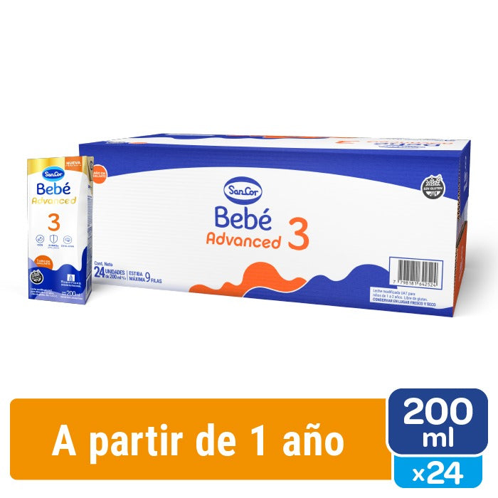 SanCor Bebé 3 Advanced - 200 Ml x 24 Unidades - Nueva Fórmula