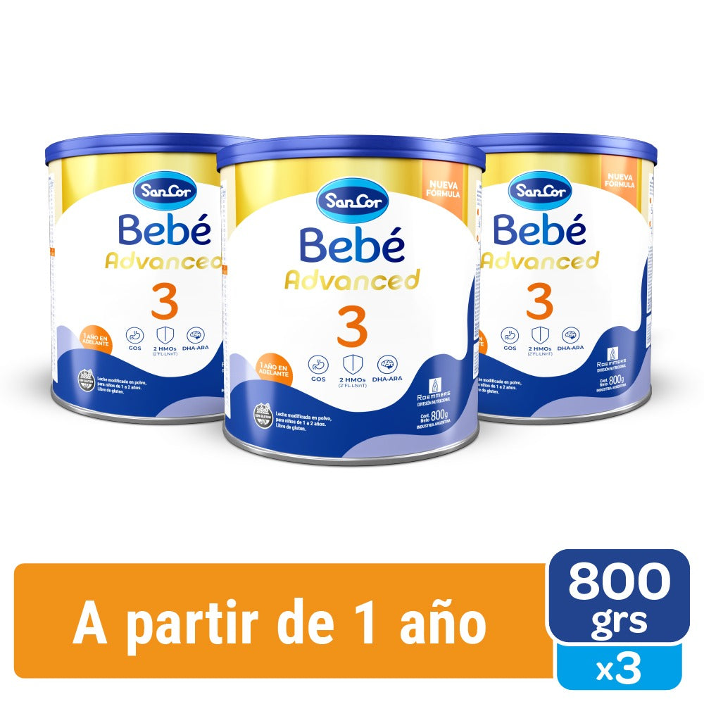 SanCor Bebé Advanced 3 Lata 800grs Kit x3