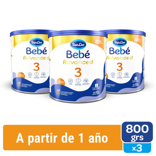 SanCor Bebé Advanced 3 Lata 800grs Kit x3
