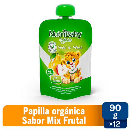 Nutribaby Orgánico Puré Mix Frutas Pouch x 90 Grs x 12 Unid.